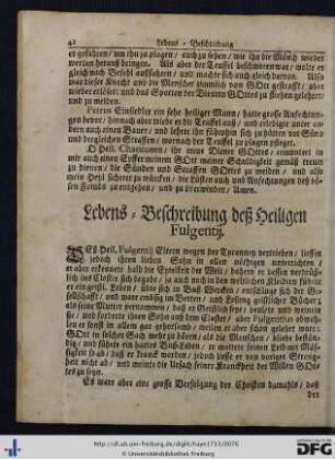 Leben deß H. Fulgentii - Leben deß H. Ivani Einsiedlers.