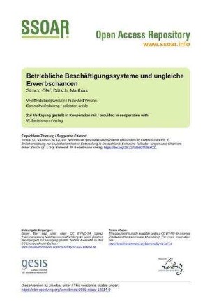 Betriebliche Beschäftigungssysteme und ungleiche Erwerbschancen