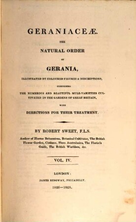Gervaniceae : The natural Order of Gerania illustr. by coloured fig. and descriptions. 4