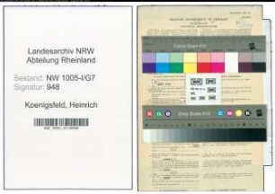 Entnazifizierung Heinrich Koenigsfeld , geb. 06.09.1889 (Schauspieler/Theaterleiter)