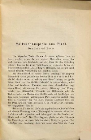 Volksschauspiele aus Tirol : Don Juan ; Faust