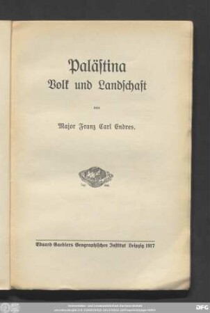 Palästina : Volk und Landschaft