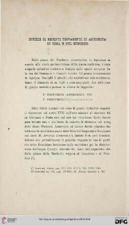 33: Notizie di recenti trovamenti di antichità in Roma e nel suburbio