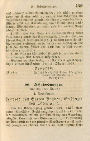 29. Schulordnungen (Reg.-Bl. 1834, Nr. 25)
