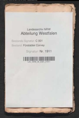Vergleich der Streitigkeiten zwischen Heinrich von Stockhausen zu Lütmarsen und Corvey