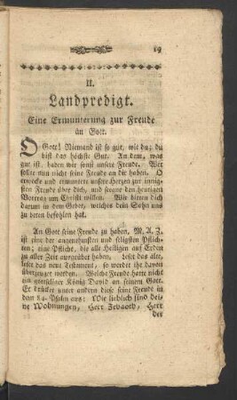 II. Landpredigt. Eine Ermunterung zur Freude an Gott