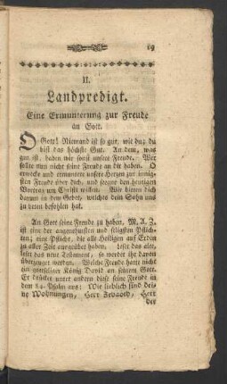 II. Landpredigt. Eine Ermunterung zur Freude an Gott