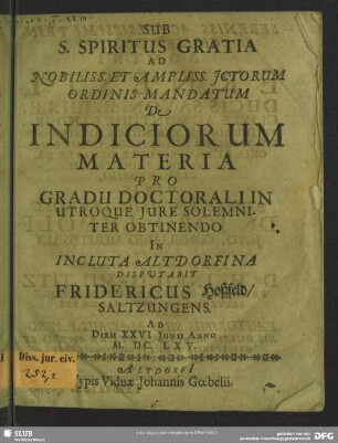 De indiciorum materia