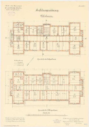 Kaserne für das Luftschiffer-Bataillon, Berlin-Jungfernheide: Wohnkaserne: Grundriss Kellergeschoss Erdgeschoss 1:100