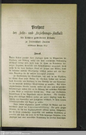 Prospect der Lehr- und Erziehungs-Anstalt