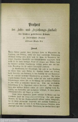 Prospect der Lehr- und Erziehungs-Anstalt