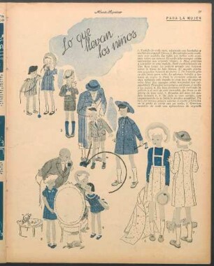 Lo que llevan los niños [Dibujos] : Para la mujer