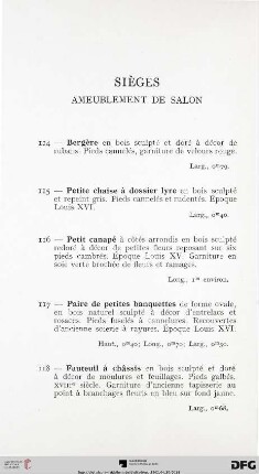 Sièges: Ameublement de salon (Nr, 114-125)