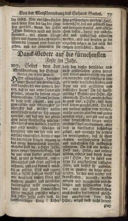 Danck-Gebete auf die fürnehmsten Feste im Jahr.