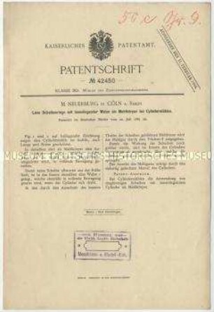 Patentschrift über lose Scheibenringe mit innenliegender Welle als Mahlkörper bei Zylindermühlen, Patent-Nr. 42450