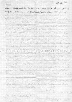 Handschriftlicher Brief von Karl von Appen aus dem Zuchthaus (?) an seine Frau