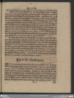 Die VIII. Eintheilung