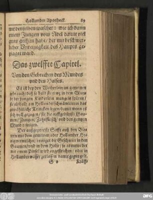 Das zwelffte Capitel. Von den Gebrechen des Mundes und des Halses.