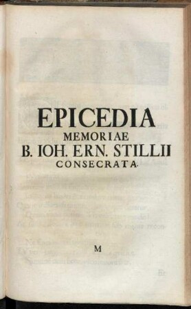Epicedia Memoriae B. Joh. Ern. Stillii Consecrata.