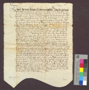 Kaufbrief der Anastasia von Pfirt geb. von Reischach für Jakob Stürmer von Wasenweiler über ihr Haus zu Wasenweiler.