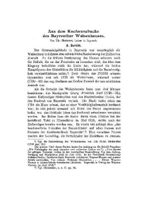 Aus dem Konferenzbuche des Bayreuther Waisenhauses