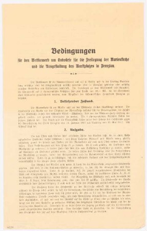 Wettbewerb zur Freilegung der Marienkirche und der Ausgestaltung des Marktplatzes, Prenzlau: Bedingungen für den Wettbewerb