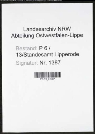 Heiratsregister Standesamt Lipperode