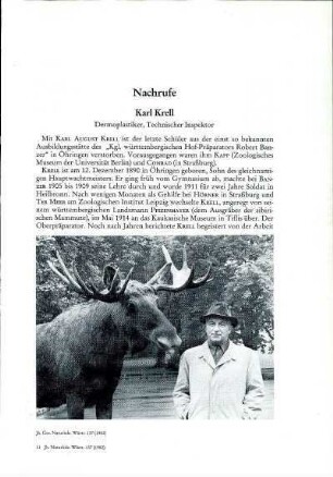 Karl Krell, Dermoplastiker, Technischer Inspektor