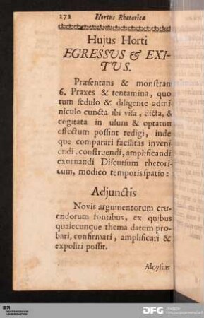 Hujus Horti Egressus & Exitus.