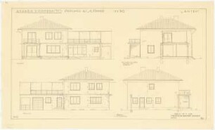 Gesamtbebauungsplan Ankara Ankara Kooperatifi. Haustypen: Typ A1, ANTEP, Einzelhaus 6 Zimmer, Rückansicht, Vorderansicht, 2 Seitenansichten 1:50