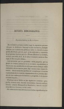 Revista Bibliográfica - Exposicion histórica en Rio de Janeiro