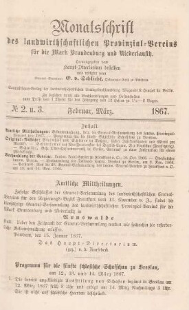 No 2. u. 3. Februar, März. 1867.