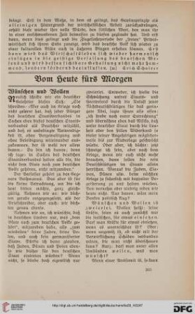 Vom Heute fürs Morgen