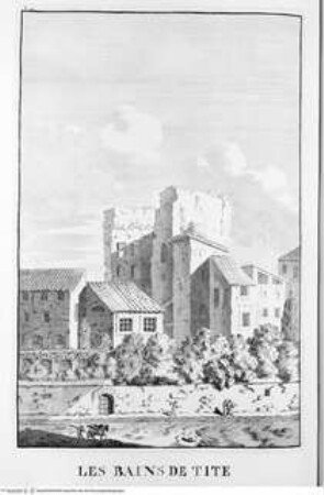 Les restes de l'ancienne Rome, recherchez avec soin , mesurez, dessinez sur les lieux, et gravez par feu Bonaventure d'Overbeke, ..., 2. Buch, Tafel b. 29.: Les Bains de Tite