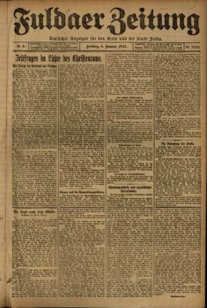 Erste Ausgabe vom Freitag, den 06. Januar 1922.