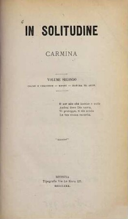 In Solitudine : Carmina, 2