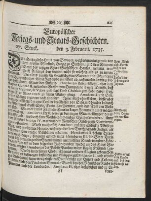 27. Stuck. den 3. Februarii. 1735.