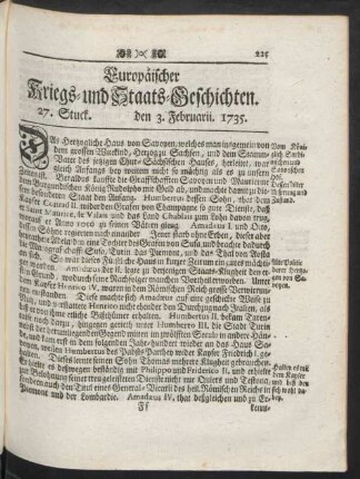27. Stuck. den 3. Februarii. 1735.