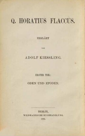 Q. Horatius Flaccus, 1. Oden und Epoden
