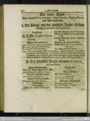 Der dritte Theil. Von denen Extra-ordinairen Deputationen, Commissionen und Verrichtungen