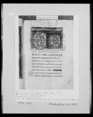 Ms 1813, Collectar aus Stavelot, fol. 15: erste Textseite mit Initialgruppe EC