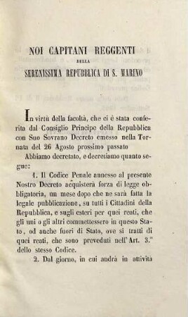 Codice penale della Repubblica di S. Marino