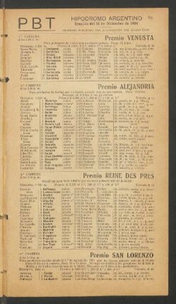 Hipódromo Argentino - Reunión del 18 de Diciembre de 1904