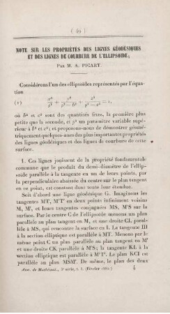 Note sur les propriétés des lignes géodésiques et des lignes de courbure de l'ellipsoide.