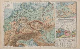 Deutschland, physikalisch, Karte der mittleren Jahrestemperatur in Deutschland, Geologische Übersichtskarte von Deutschland