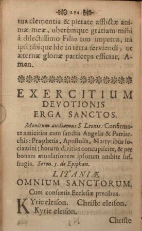 Exercitium devotionis erga sanctos.