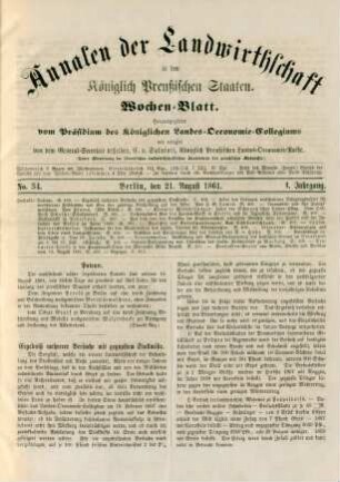 No. 34. Berlin, den 21. August 1861. I. Jahrgang.