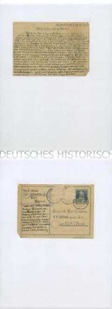 Postkarte des Vaters Gustav Weiss an den Sohn Harry Weiss aus dem Indochina-Konvolut des Legionärs Harry Weiss