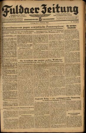 Ausgabe vom Freitag, den 02. Februar 1945.