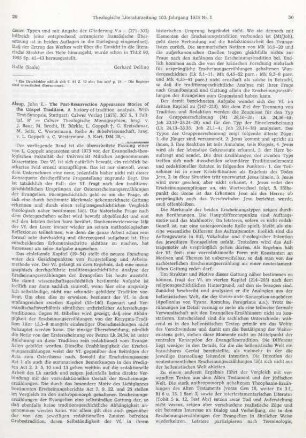 29-31 [Rezension] Alsup, John E., The post-resurrection appearance-stories of the gospel tradition
